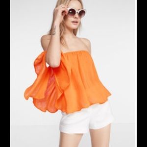 Express Orange Off the Shoulder Top